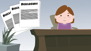 woman sitting at a desk with mortgage disclosure docs